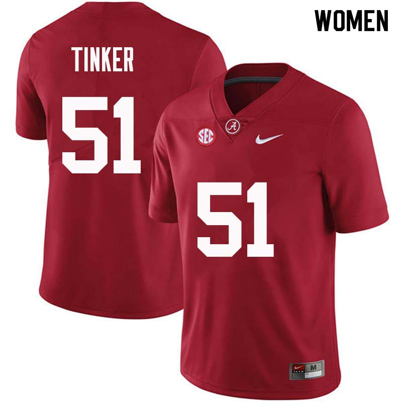 Women #51 Carson Tinker Alabama Crimson Tide College Football Jerseys Sale-Crimson